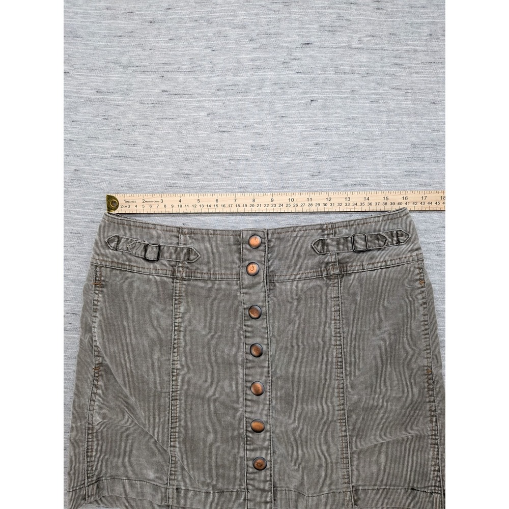 y2k GAP Corduroy Mini Skirt Button Front Olive Green Casual Skater Preppy 8 - Picture 3 of 7